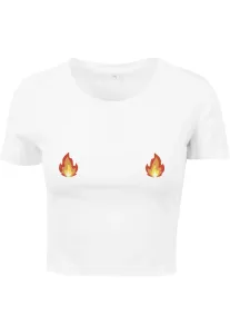 Dámske tričko MR.TEE Flames Cropped Farba: white, Veľkosť: L