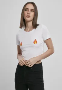 Dámske tričko MR.TEE Flames Cropped Farba: white, Veľkosť: M