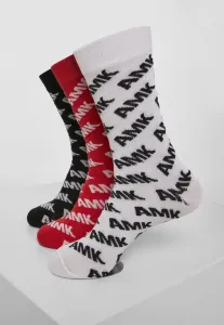 Ponožky MR.TEE AMK Allover Socks 3-Pack Farba: black/red/white, Veľkosť: 43-46