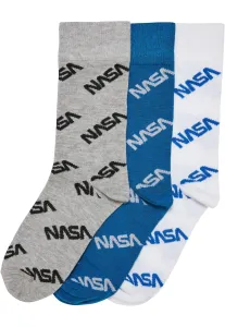Mr. Tee NASA Allover Socks Kids 3-Pack brightblue/grey/white - Size:35–38