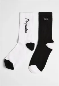 Mr. Tee Zodiac Socks 2-Pack black/white aquarius - Size:35–38