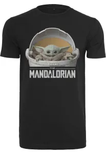 MERCHCODE Pánske tričko MR.TEE Baby Yoda Mandalorian Logo Farba: black, Veľkosť: S