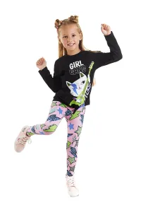 Mushi Girl Gang Girl's Black T-shirt with Pink Leggings Set