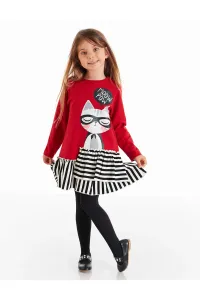 Dievčenské šaty Mushi MS-20S1-054/Red, Black and White Striped