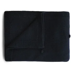 Mushie Pletená detská deka z organickej bavlny (80x100cm), bodkovaná - Dark Navy