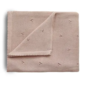Mushie Knitted Pointelle Baby Blanket pletená deka pre deti Blush 80 x 100cm 1 ks