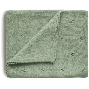 Mushie Knitted Pointelle Baby Blanket pletená deka pre deti Sage 80 x 100cm 1 ks