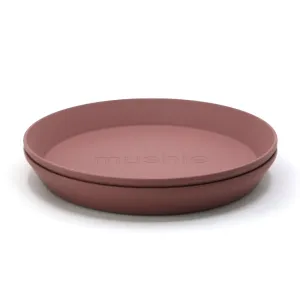 Mushie Round Dinnerware Plates tanier Woodchuck 2 ks