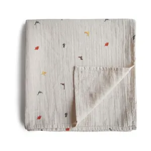 Mushie Muslin Swaddle Blanket Organic Cotton zavinovačka Dinosaurs 120cm x 120cm 1 ks