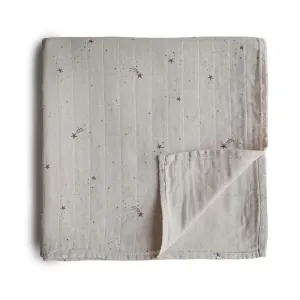 Mushie Muslin Swaddle Blanket Organic Cotton zavinovačka Falling Stars 120cm x 120cm 1 ks