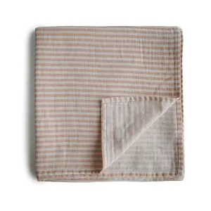 Mushie Muslin Swaddle Blanket Organic Cotton zavinovačka Natural Stripe 120cm x 120cm 1 ks