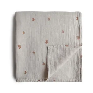Mushie Muslin Swaddle Blanket Organic Cotton zavinovačka Rainbows 120cm x 120cm 1 ks