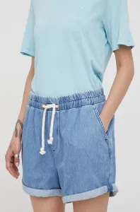 Rifľové krátke nohavice Mustang Beach Shorts dámske, jednofarebné, vysoký pás #4289241