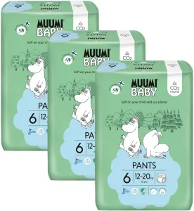 MUUMI Baby Pants 6 Junior 12-20 kg (108 ks), mesačné balenie nohavičkových eko plienok