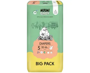 Muumi Baby Plienky jednorázové 5 Maxi+, 10-16kg, Big Pack 66 ks