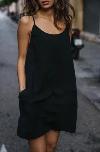 Bavlnené šaty MUUV. #surfgirl čierna farba, mini, oversize #6218674