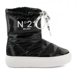 Snehule No21 Padded And Quilted Nylon Boots With Logo Print Čierna 38