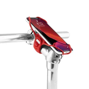 Držiak na mobil Bone Bike Tie 3 Pro, na bycikel, nastaviteľná veľkosť, červený, 5.8-7.2