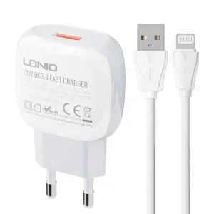 LDNIO A1306Q Wall Charger 18W + Lightning cable