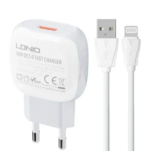 LDNIO A1307Q Wall Charger 18W + Lightning cable