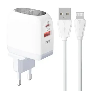 LDNIO A2522C Wall Charger USB-A, USB-C 30W + Lightning cable