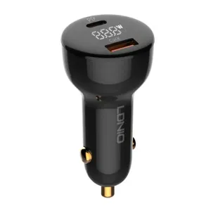 LDNIO C101 Car Charger, USB-A + USB-C, 100W + USB-C/Lightning Cable (black)