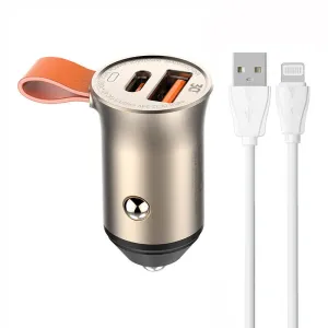 LDNIO C509Q Car Charger USB-A, USB-C 30W + Lightning cable