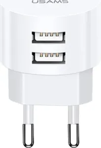 USAMS Wall Charger 2xUSB T20 2,1A round white Fast Charging CC80TC01 (US-CC080)