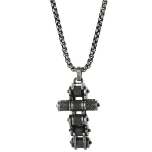 Náhrdelník Chain Cross Čierna/Strieborná KP29313