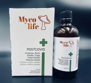 Myco life - POSTCOVID, roztok (cordyceps, reishi, shiitake, chaga a materská kašička) 1x100 ml