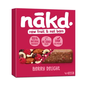 NAKD Berry delight ovocno orieškové raw tyčinky s malinami 4 x 35 g