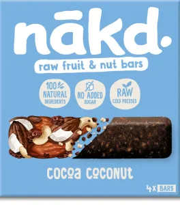 NAKD Cocoa coconut raw tyčinky z ovocia a orechov s kokosom 4 x 35 g