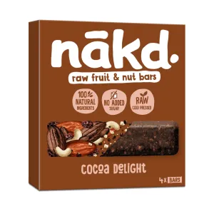 NAKD Cocoa delight ovocno orieškové raw tyčinky s kakaom 4 x 35 g