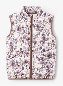 Fialovo-krémová dievčenská kvetovaná vesta name it Mylane