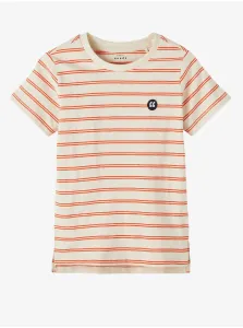 Oranžovo-béžové chlapčenské pruhované tričko name it Voby #677893