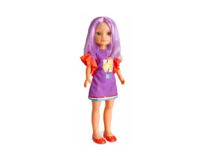 Nancy COLORS Bábika s farebnými vlasmi (fialové šaty)
