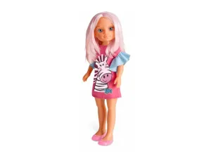 Nancy COLORS Bábika s farebnými vlasmi (ružové šaty)