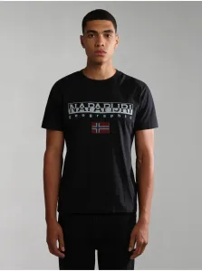 Bavlnené tričko Napapijri čierna farba, s nášivkou #473476