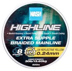 Nash splietaná šnúra highline extra supple braid uv yellow 600 m - 0,24 mm 13,6 kg