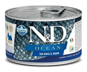N&D dog OCEAN konz. ADULT MINI sea bass/squid - 140g
