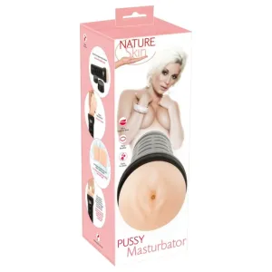 Nature Skin Pussy Masturbator - extra hlboký masturbátor, realistická vagína v púzdre (telová farba-čierna)