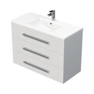 Kúpeľňová skrinka s s umývadlom Naturel Cube Way 100x76,5x46 cm biely lesk CUBE461003BIMOD