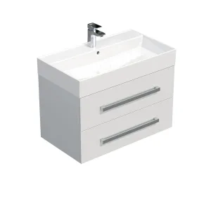 Kúpeľňová skrinka s umývadlom Naturel Cube Way 80x53x46 cm biely lesk CUBE46802BISAT
