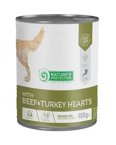 Natures Protection KONZERVA dog adult Beaf & Turkey hearts 800g