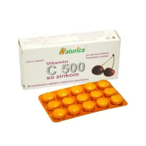 Naturica VITAMÍN C 500 mg so zinkom tbl (cmúľavé tablety) 1x30 ks