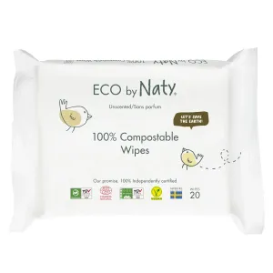 Eco by Naty Vlhčené ubrousky Naty bez vůně - pro citlivou pokožku (20 ks)