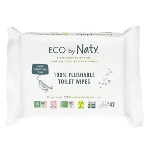 Eco by Naty ECO vlhčené splachovatelné ubrousky s funkcí toaletního papíru Naty bez vůně (42 ks)