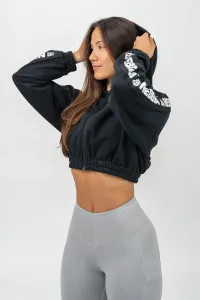 Nebbia Cropped Zip-Up Hoodie Iconic Black M Fitness mikina