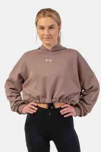 Nebbia Loose Fit Crop Hoodie Iconic Brown M-L Fitness mikina