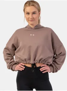 Nebbia Loose Fit Crop Hoodie Iconic Brown XS-S Fitness mikina